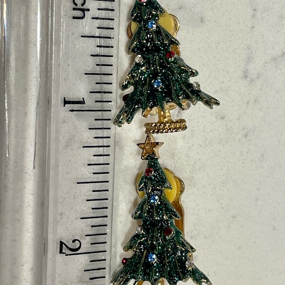 Eisenberg Ice Christmas Tree Earrings Holiday Jewelry Vintage Gold-tone Enamel - Picture 5 of 6